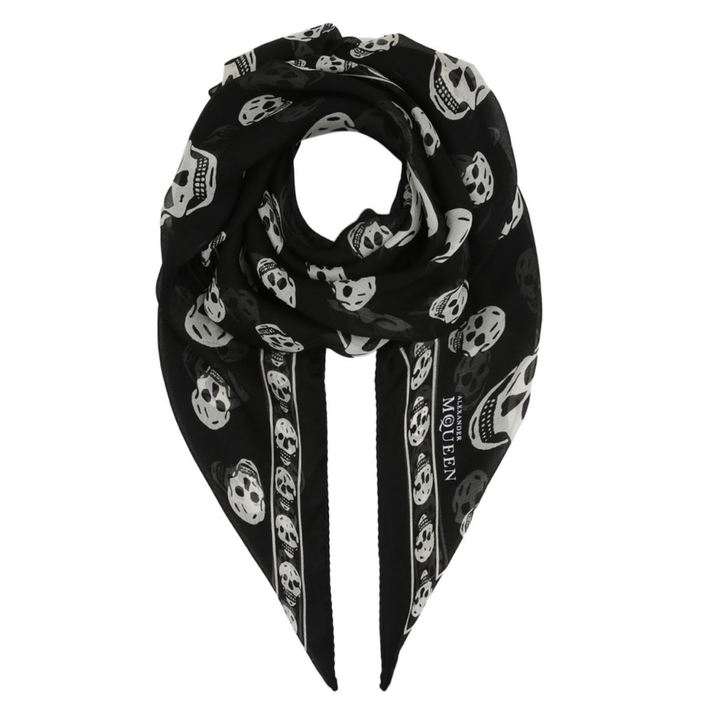 Alexander McQueen Skull Foulard Silk Scarf - Picture 3 of 7